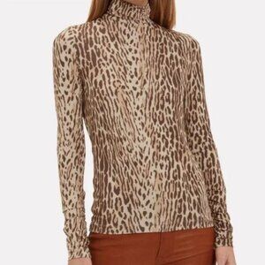 Zimmermann “Espionage” Leopard Print Stretch Jersey Turtleneck Top - Sz 1/US 6